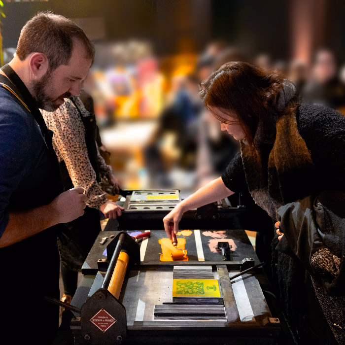 Atelier événementiel d'impression typographique